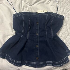 Brand New Pilcro Strapless Denim Blouse Size Medium
